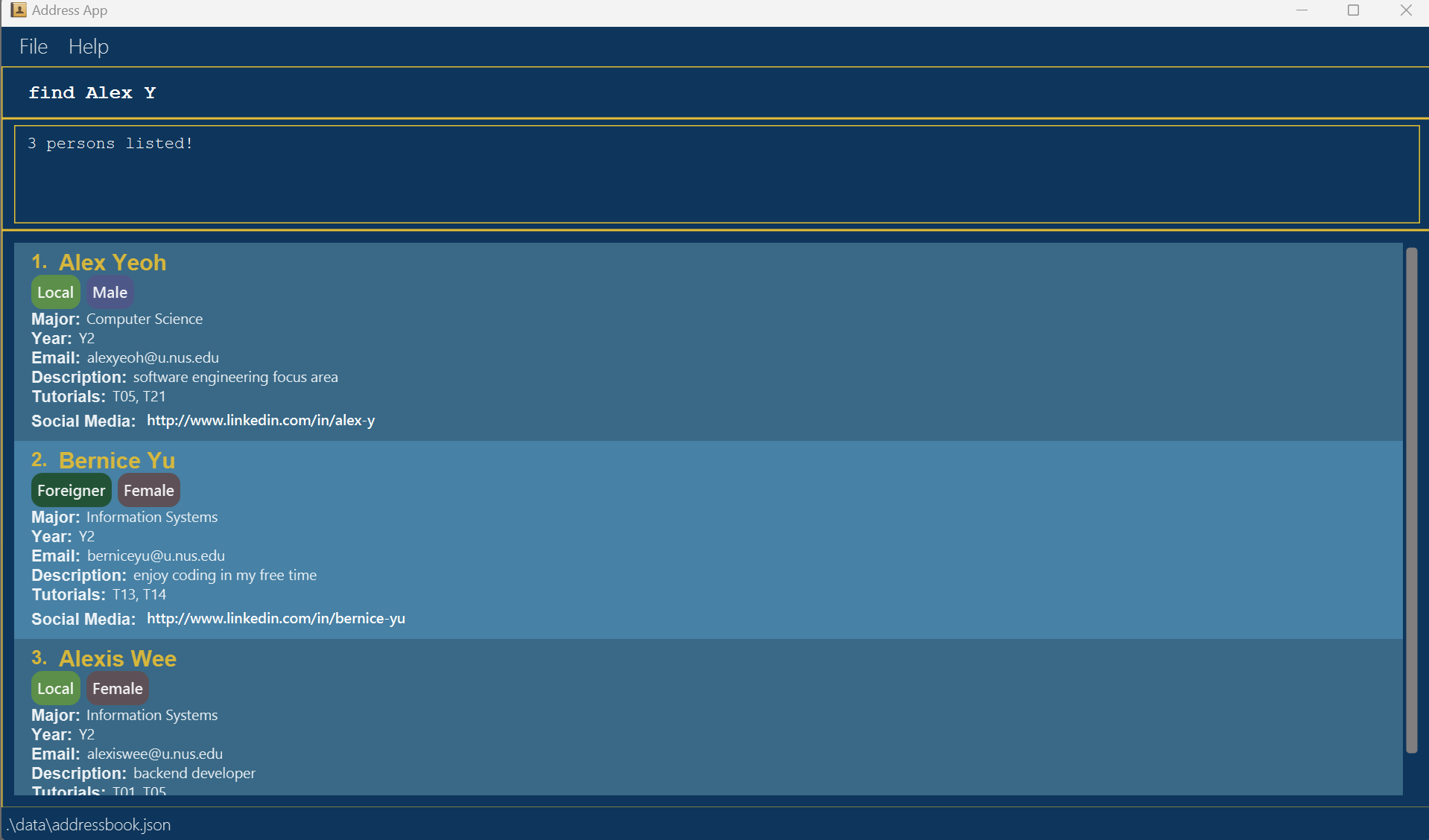 result for 'find alex'