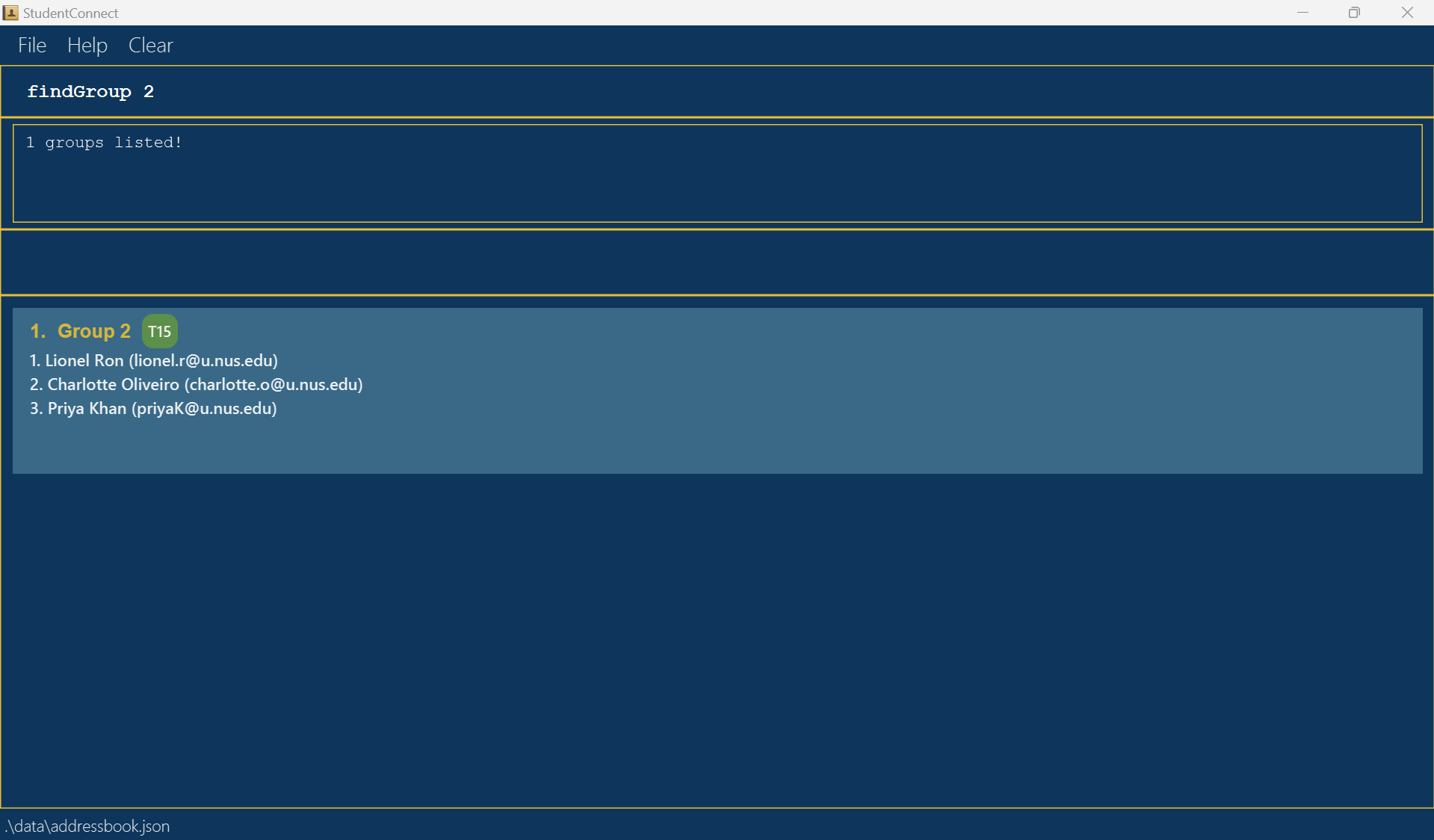 sample result for 'findGroup'