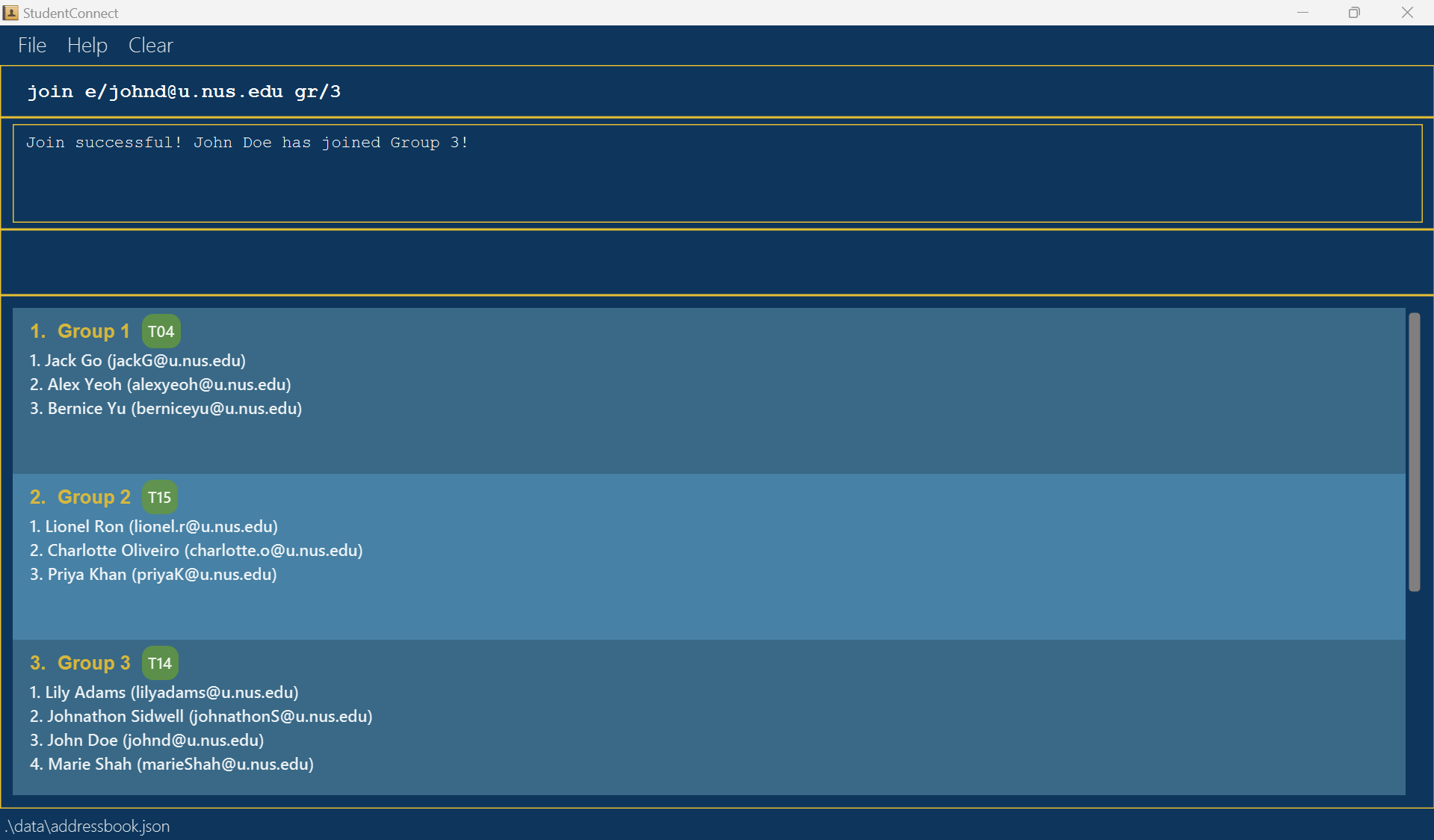 Sample result for join