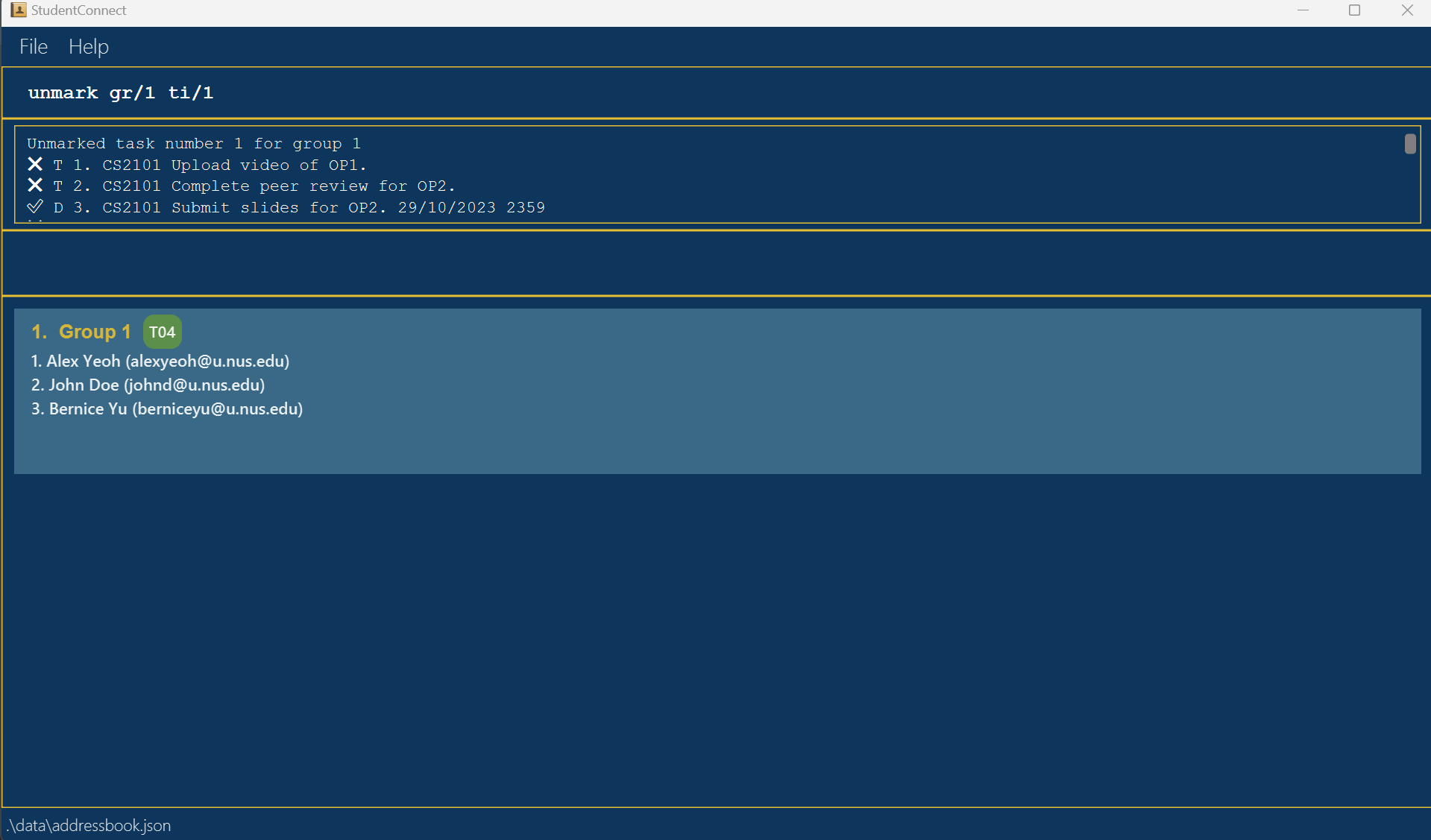 sample result for 'unmark'